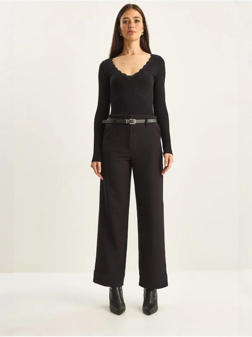 High-waist broek met wijde pijpen lucci - Kiabi High-waist broek met wijde pijpen lucci - Kiabi