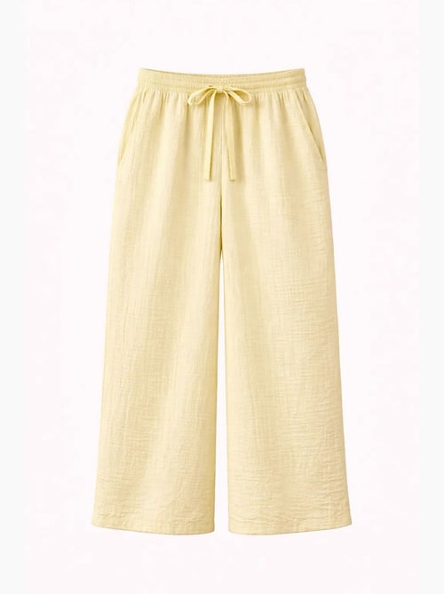 High waist broek van getextureerde mousselin mixray - Kiabi High waist broek van getextureerde mousselin mixray - Kiabi