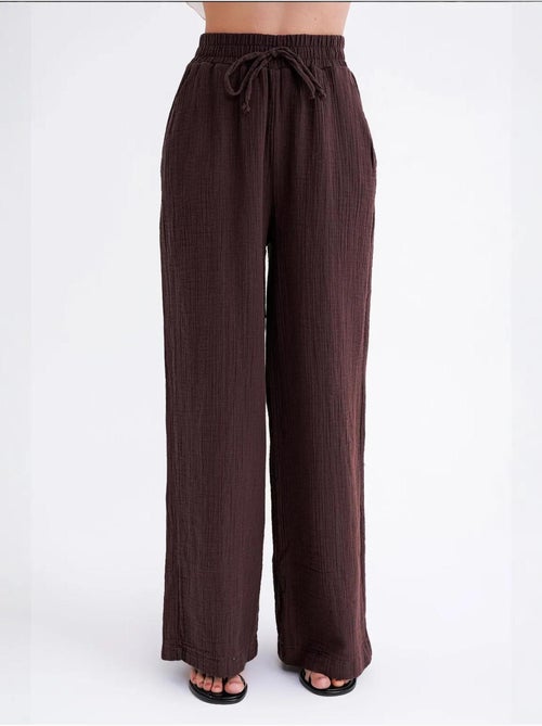 High waist broek van getextureerde mousselin mixray - Kiabi High waist broek van getextureerde mousselin mixray - Kiabi