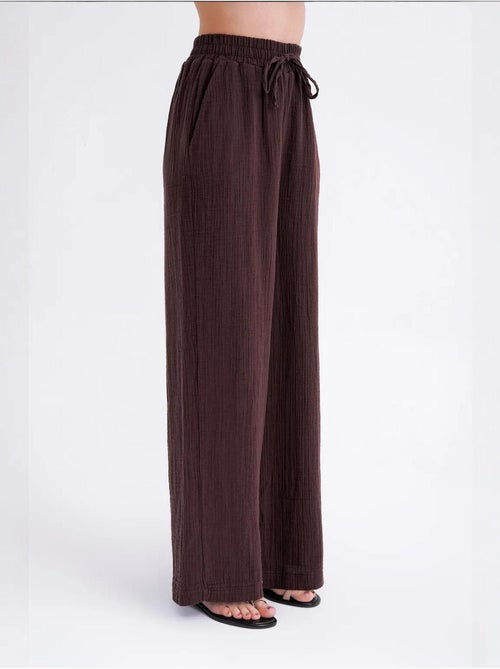 High waist broek van getextureerde mousselin mixray - Kiabi High waist broek van getextureerde mousselin mixray - Kiabi