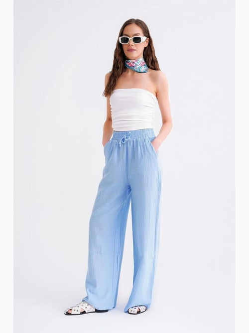 High waist broek van getextureerde mousselin mixray - Kiabi High waist broek van getextureerde mousselin mixray - Kiabi
