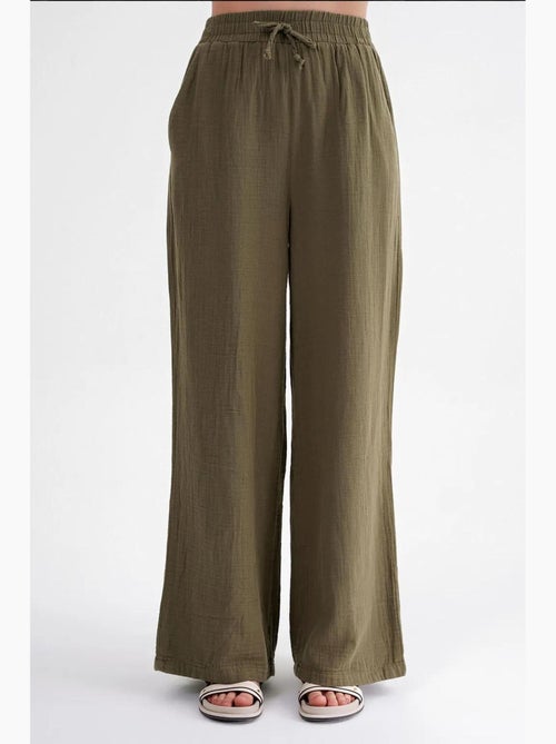 High waist broek van getextureerde mousselin mixray - Kiabi High waist broek van getextureerde mousselin mixray - Kiabi