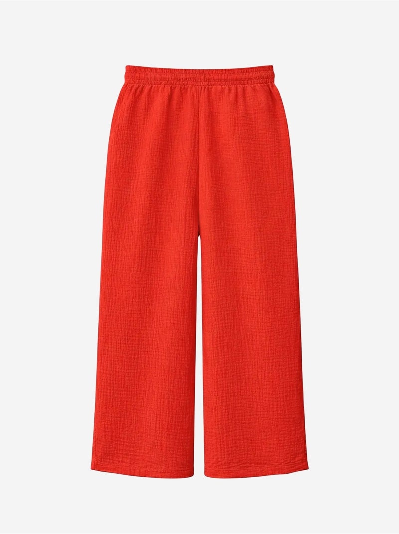 High waist broek van getextureerde mousselin mixray Rood - Kiabi