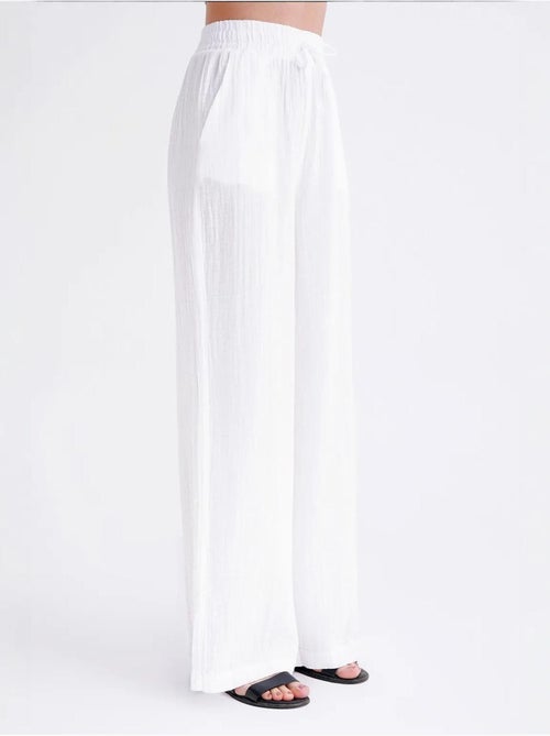 High waist broek van getextureerde mousselin mixray - Kiabi High waist broek van getextureerde mousselin mixray - Kiabi