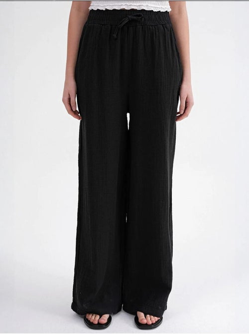 High waist broek van getextureerde mousselin mixray - Kiabi High waist broek van getextureerde mousselin mixray - Kiabi