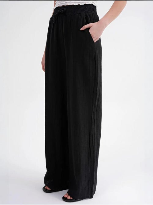 High waist broek van getextureerde mousselin mixray - Kiabi High waist broek van getextureerde mousselin mixray - Kiabi