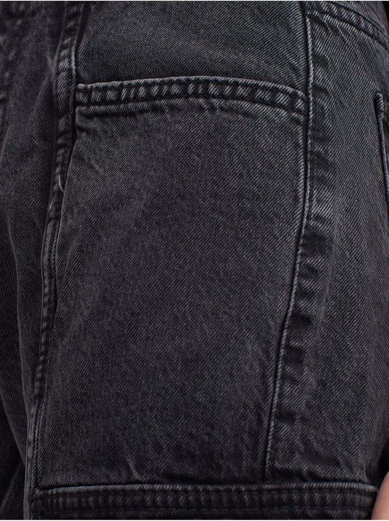 High-waist cargojeans met rechte pijp dilvin Zwart - Kiabi