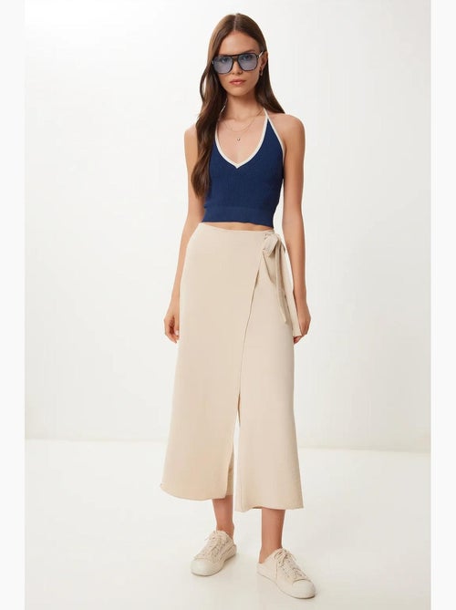 High-waist cropped broek met wijde pijpen en strikdetail istanbul - Kiabi High-waist cropped broek met wijde pijpen en strikdetail istanbul - Kiabi