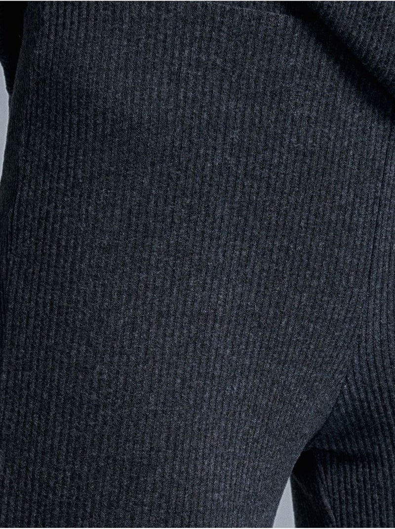 High-waist Flared Broek Van Tricot Antracietgrijs - Kiabi