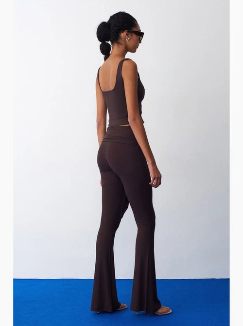 High-waist flared jersey broek met strikdetail dilvin - Kiabi High-waist flared jersey broek met strikdetail dilvin - Kiabi