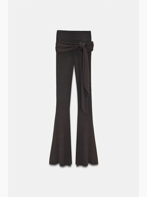 High-waist flared jersey broek met strikdetail dilvin - Kiabi High-waist flared jersey broek met strikdetail dilvin - Kiabi