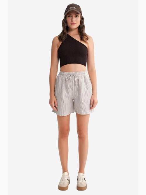 High-waist gestreepte shorts met wijde pijpen mixray - Kiabi High-waist gestreepte shorts met wijde pijpen mixray - Kiabi