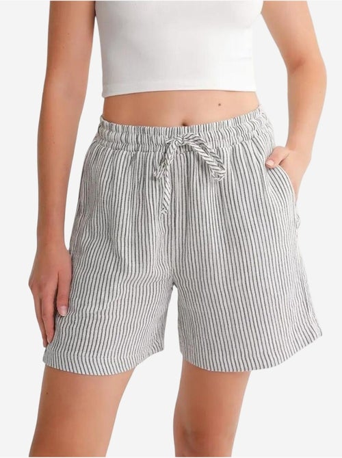 High-waist gestreepte shorts met wijde pijpen mixray - Kiabi High-waist gestreepte shorts met wijde pijpen mixray - Kiabi
