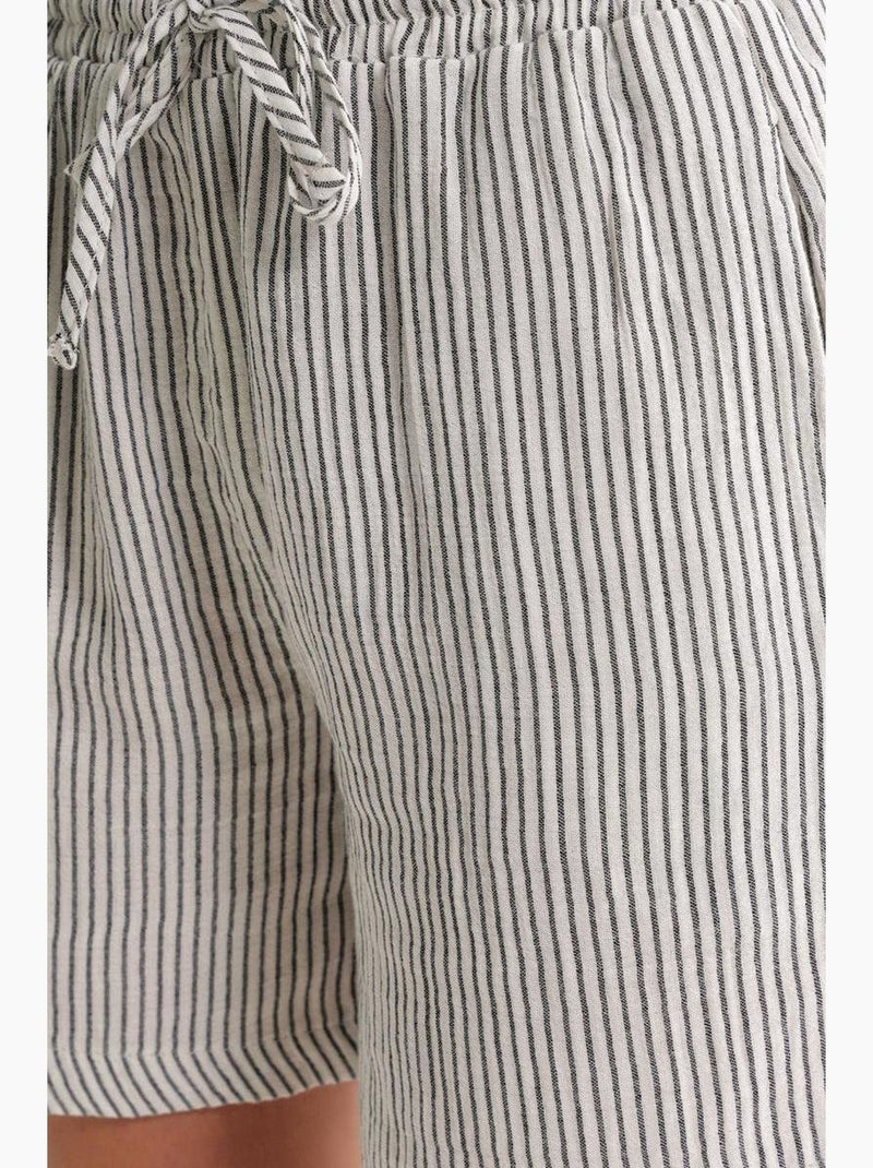 High-waist gestreepte shorts met wijde pijpen mixray Zwart - Kiabi