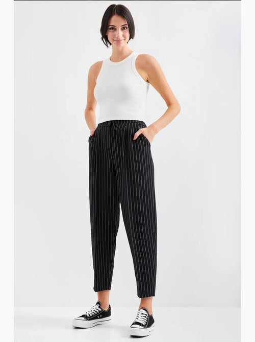 High waist gestreepte stoffen broek bdart - Kiabi