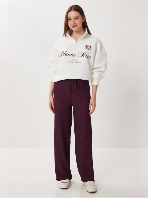 High-waist getextureerde broek met wijde pijpen istanbul - Kiabi High-waist getextureerde broek met wijde pijpen istanbul - Kiabi