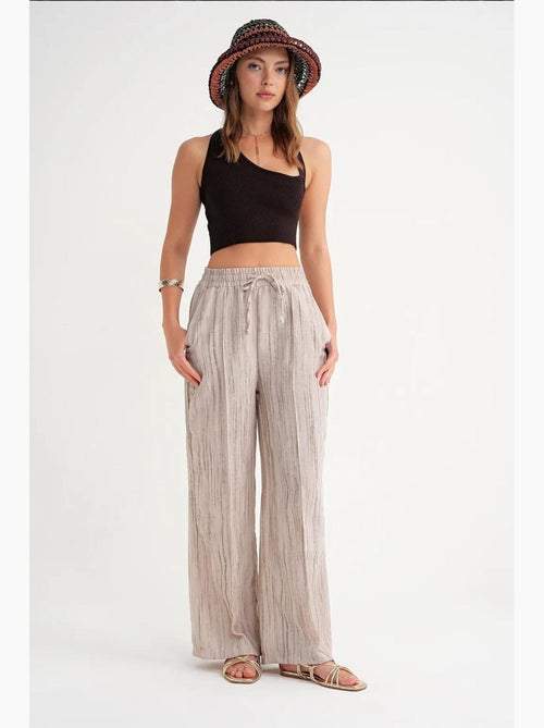 High-waist getextureerde broek met wijde pijpen mixray - Kiabi