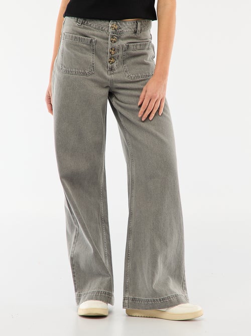 High waist jeans met knopen - Kiabi