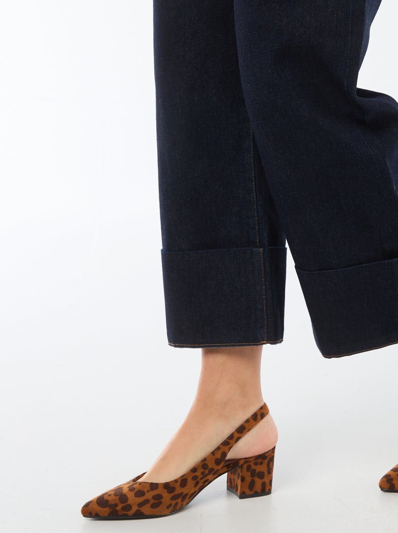 High waist jeans met omslag onderaan Blauw - Kiabi