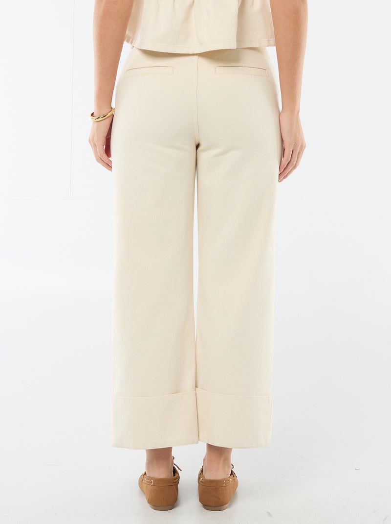 High waist jeans met omslag onderaan Wit - Kiabi