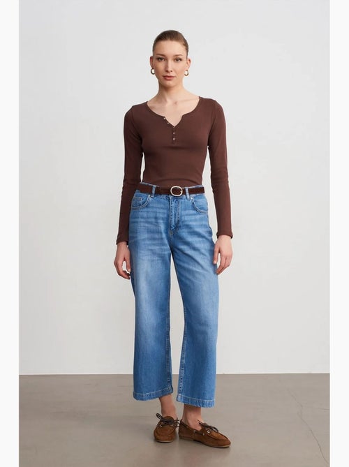 High-waist jeans met wijde pijp dilvin - Kiabi High-waist jeans met wijde pijp dilvin - Kiabi