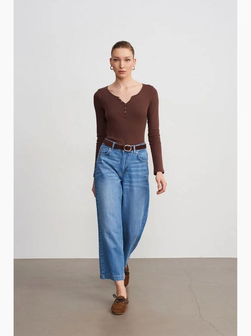 High-waist jeans met wijde pijp dilvin - Kiabi High-waist jeans met wijde pijp dilvin - Kiabi