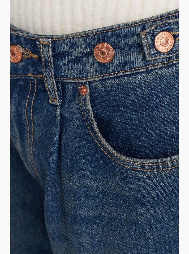 High-waist jeans met wijde pijp dilvin Saffierblauw - Kiabi