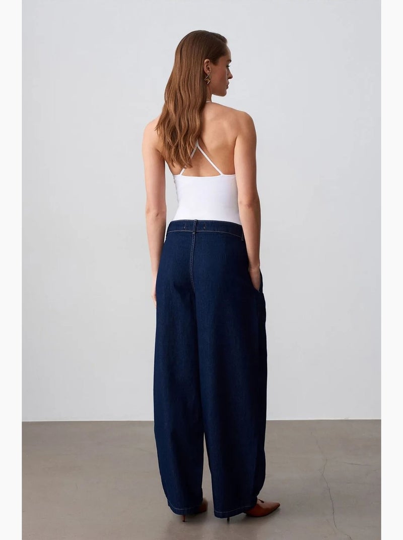 High-waist jeans met wijde pijp dilvin Ultramarijnblauw - Kiabi