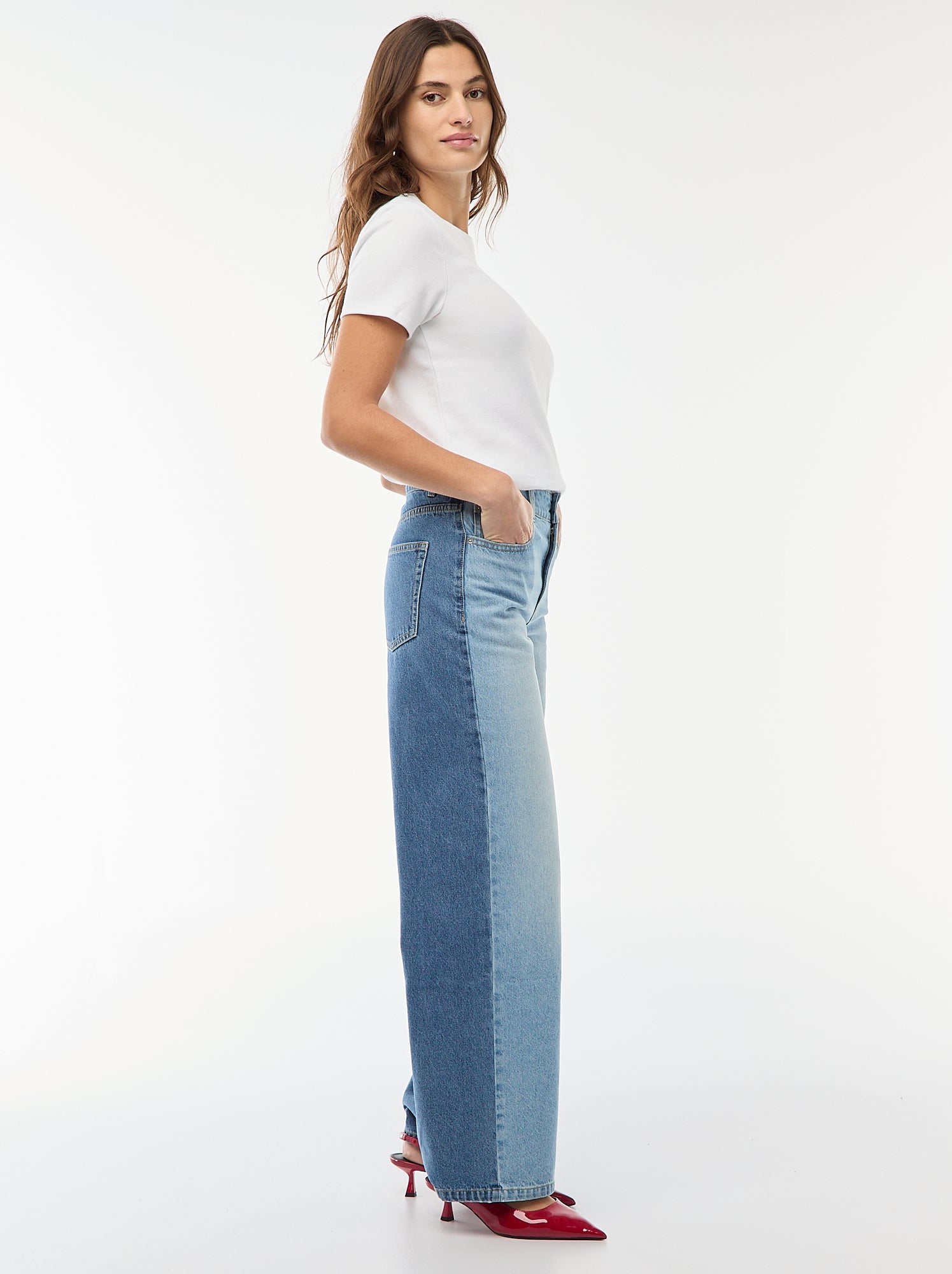 High waist jeans met wijde pijpen / wide leg + 2 kleuren jeans