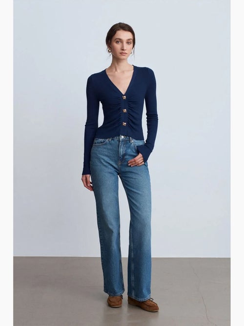 High-waist jeans van katoen met wijde pijp dilvin - Kiabi High-waist jeans van katoen met wijde pijp dilvin - Kiabi