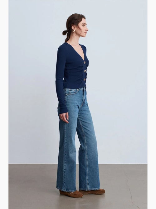 High-waist jeans van katoen met wijde pijp dilvin - Kiabi High-waist jeans van katoen met wijde pijp dilvin - Kiabi