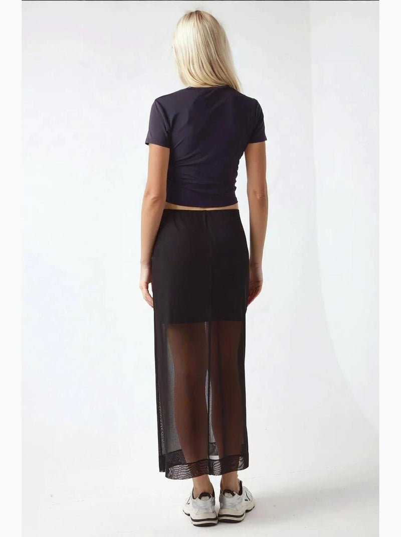 High waist kanten midi-rok pika collection hiccup Zwart - Kiabi