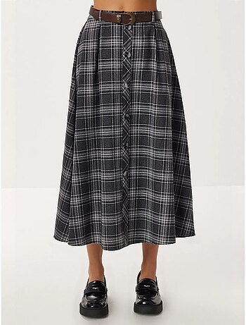 High waist midi-rok met knoopsluiting istanbul