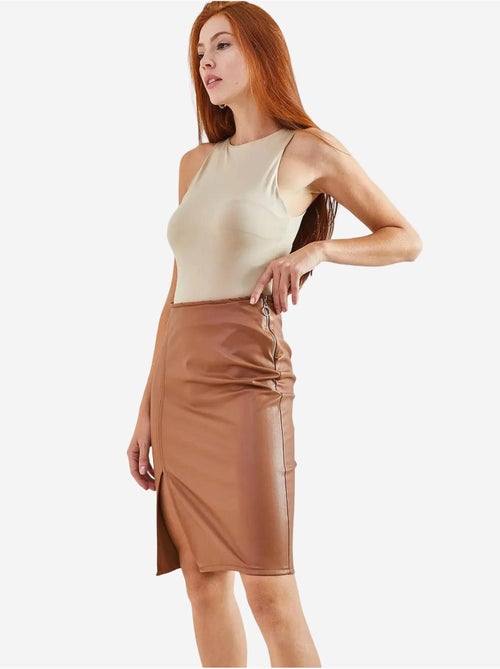 High-waist midi-rok van imitatieleer met split lucci - Kiabi High-waist midi-rok van imitatieleer met split lucci - Kiabi