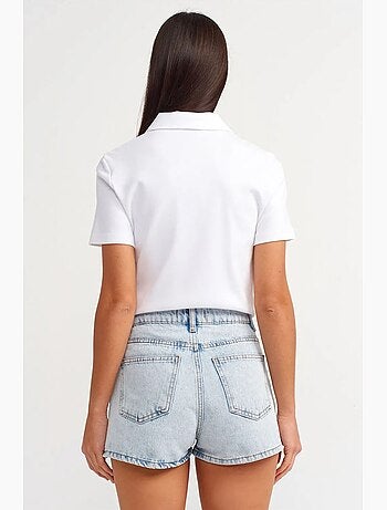 High-waist mom short van katoen-denim dilvin