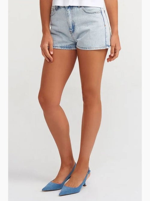 High-waist mom short van katoen-denim dilvin - Kiabi High-waist mom short van katoen-denim dilvin - Kiabi