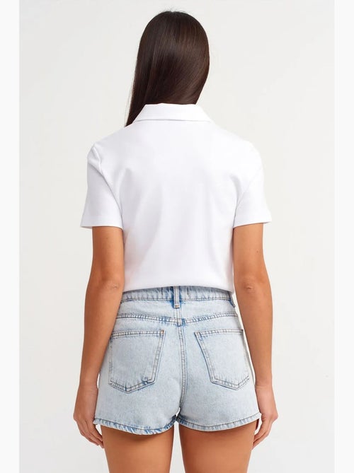 High-waist mom short van katoen-denim dilvin - Kiabi High-waist mom short van katoen-denim dilvin - Kiabi