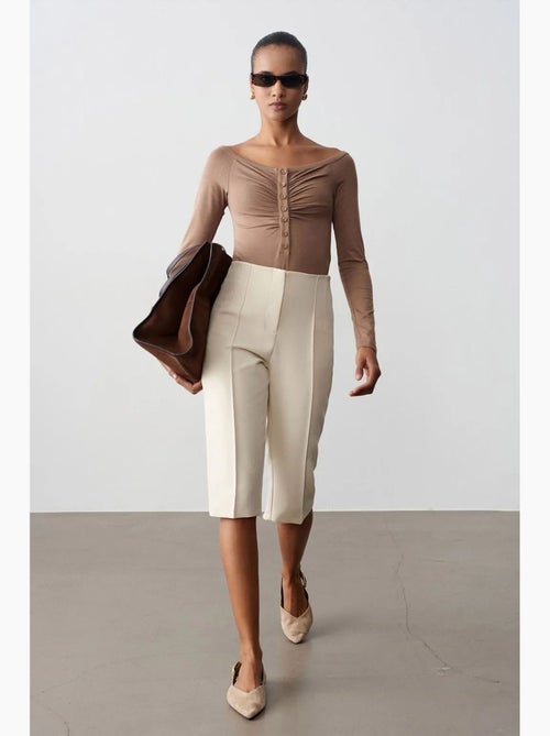 High-waist rechte capri shorts met split dilvin - Kiabi High-waist rechte capri shorts met split dilvin - Kiabi