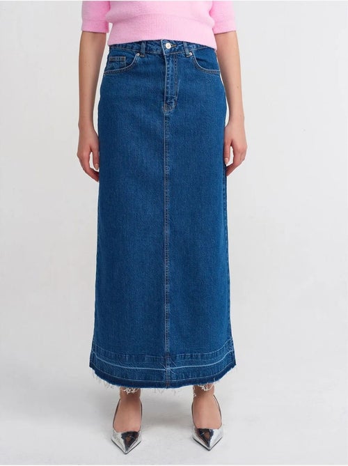 High-waist rechte maxi spijkerrok dilvin - Kiabi