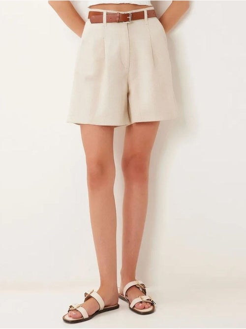 High-waist short met ceintuur en wijde pijpen istanbul - Kiabi High-waist short met ceintuur en wijde pijpen istanbul - Kiabi