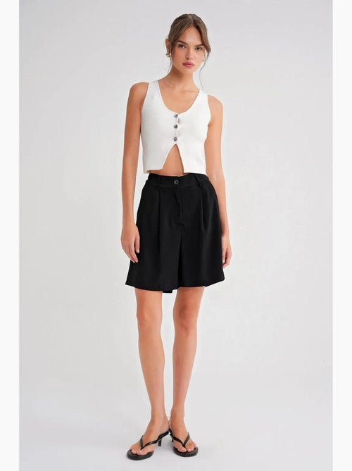 High-waist short met knopen en zakken mixray - Kiabi
