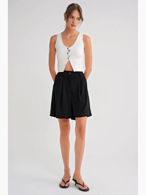 High-waist short met knopen en zakken mixray - Kiabi