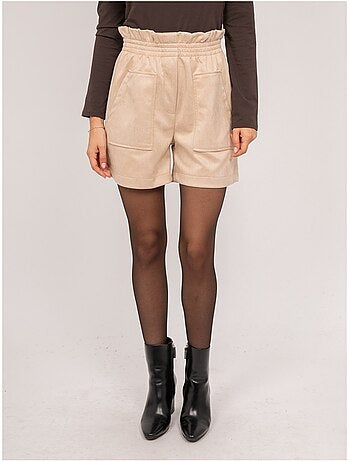 High waist short van suèdine met elastische taille xiche
