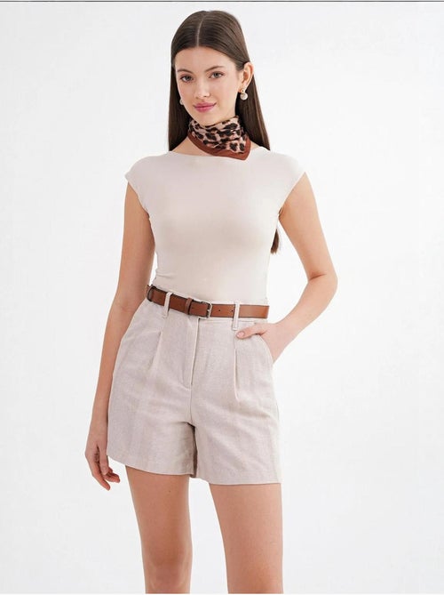 High-waist shorts met riemdetail mixray - Kiabi High-waist shorts met riemdetail mixray - Kiabi