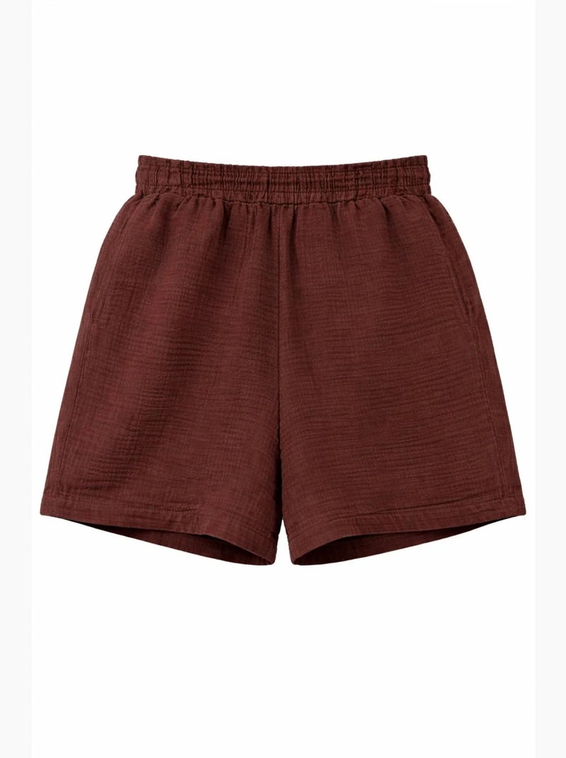 High-waist shorts met textuur en wijde pijpen mixray Bruin - Kiabi