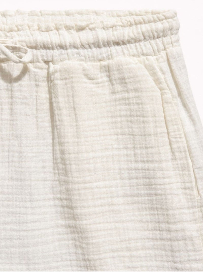 High-waist shorts met textuur en wijde pijpen mixray Crème - Kiabi