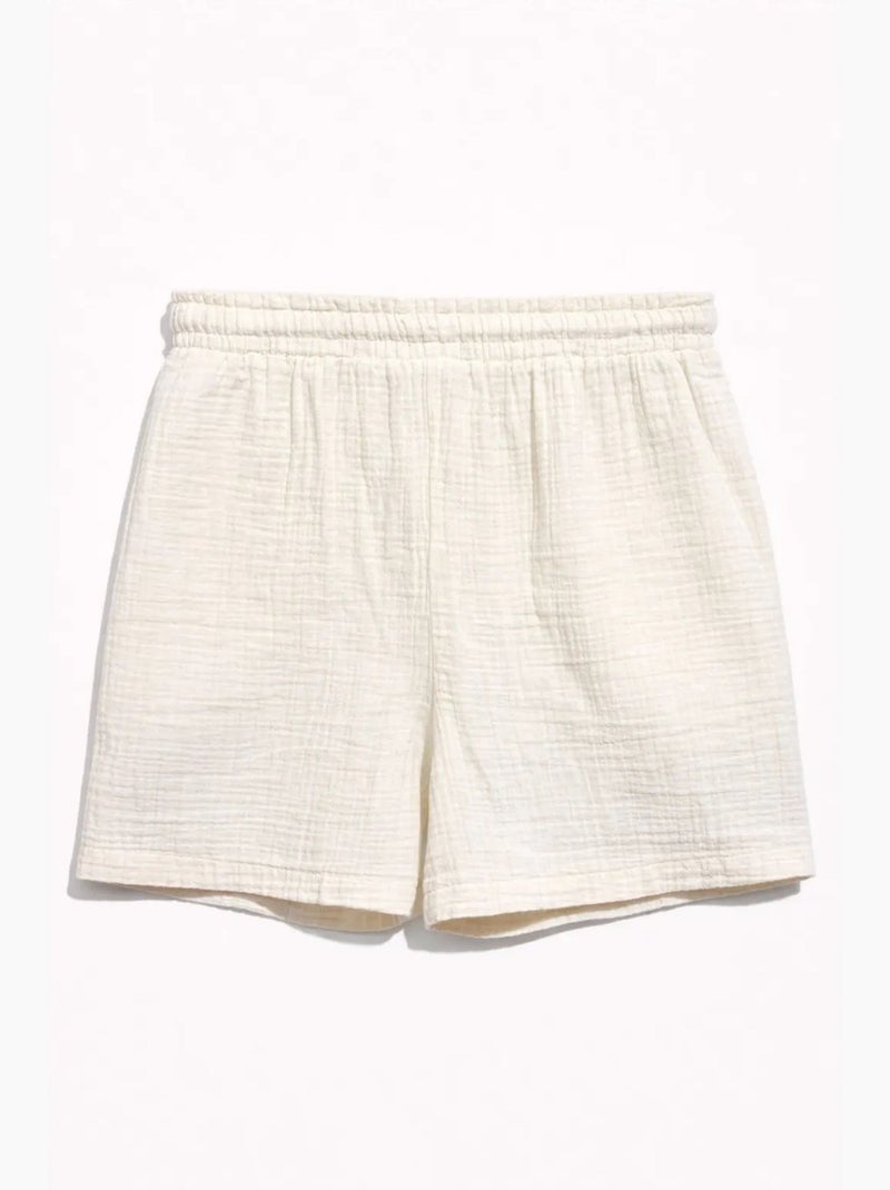 High-waist shorts met textuur en wijde pijpen mixray Crème - Kiabi