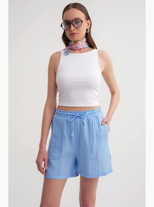 High-waist shorts met textuur en wijde pijpen mixray - Kiabi High-waist shorts met textuur en wijde pijpen mixray - Kiabi