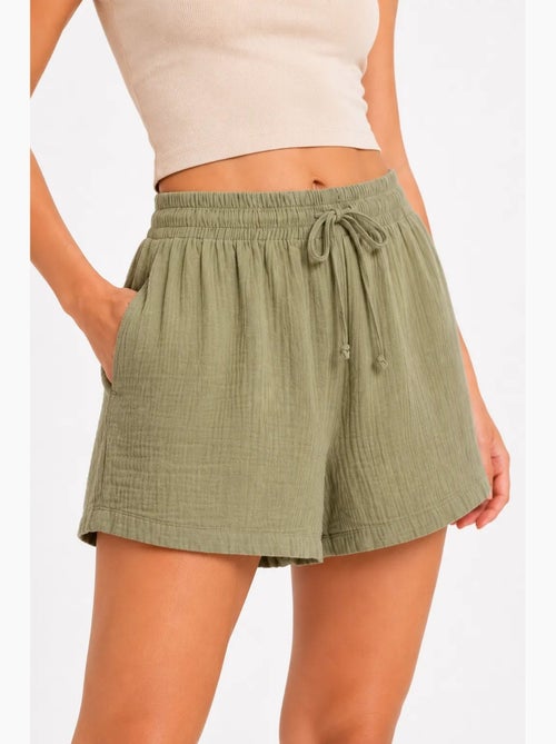 High-waist shorts met textuur en wijde pijpen mixray - Kiabi High-waist shorts met textuur en wijde pijpen mixray - Kiabi
