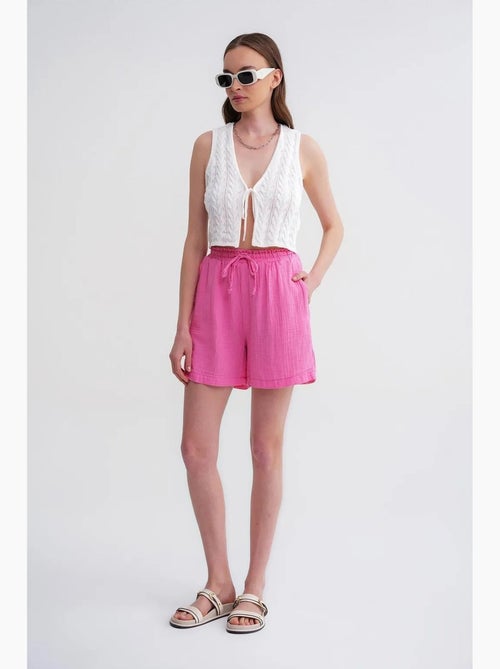 High-waist shorts met textuur en wijde pijpen mixray - Kiabi High-waist shorts met textuur en wijde pijpen mixray - Kiabi